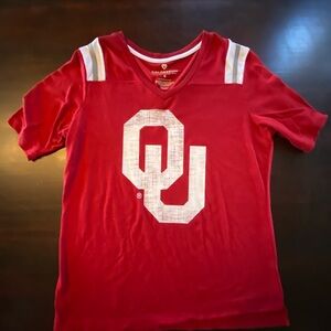 Women’s University of Oklahoma red and white short sleeve top, size medium, NWOT